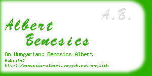 albert bencsics business card